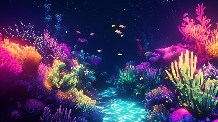 Fototapeta premium Vibrant underwater scene showcasing colorful coral reefs and diverse fish swimming in clear water