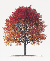 Obraz premium stunning autumn elm tree with deep red and golden leaves