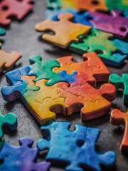 Interlocking puzzle pieces in colorful watercolor, symbolizing diversity