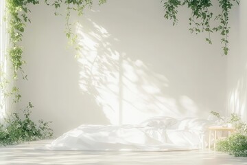 Serene Minimalist Bedroom With Greenery and Natural Light