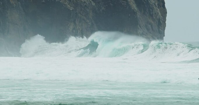 Powerful Slow-Motion Waves Crashing Against the Cliffs of Sagres, Portugal