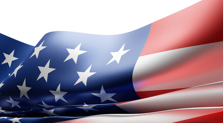 USA or American flag isolated on white background 3D render