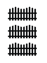  Wooden Fence Silhouette Set