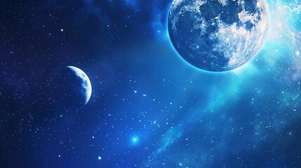 Obraz premium Blue_technology_Earth_planet_starry_sky_gradient