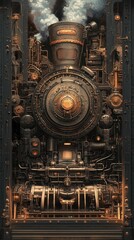 Fototapeta premium Steam train intricate machinery detailed mechanical marvel.