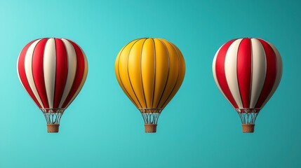 Obraz premium Colorful Hot Air Balloons Floating Against a Turquoise Sky