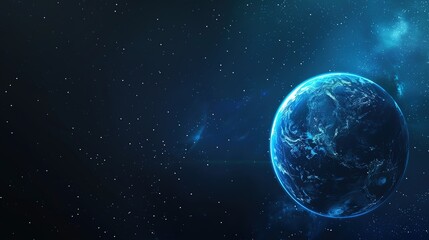 Obraz premium Blue_technology_Earth_planet_starry_sky_gradient