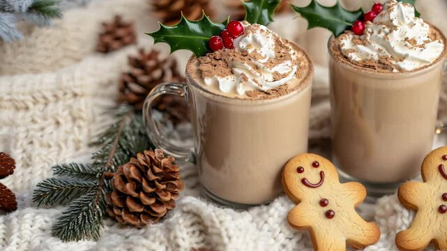クリスマスのホットドリンクとジンジャークッキー