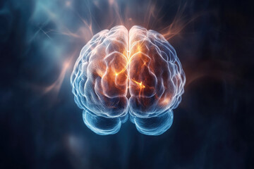 Animated brain design showcasing aesthetic elements and vibrant energy effects