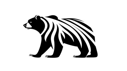 Obraz premium Tribal Bear Silhouette for White Background.