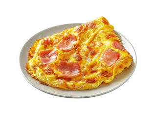 Delicious Savory Omelette Breakfast with Cheese and Ham on Plate - Wholesome Classic Protein-Rich Egg Dish