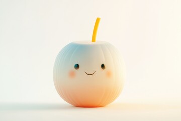A cute, smiling, ombre-colored orb with a yellow stem, resembling a happy fruit or decorative object.