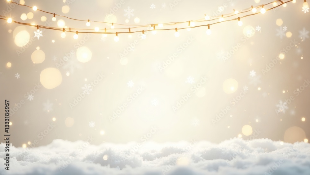 Aufkleber a festive background featuring twinkling lights and snowflakes. a fluffy cloud-like structure at the