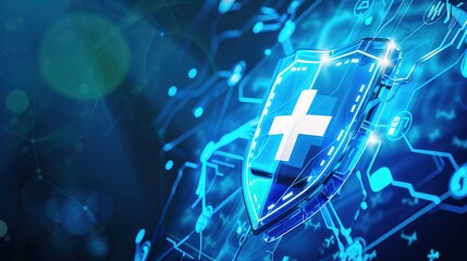 Background_of_Blue_Technology_Medical_Shield_Display