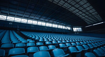 Naklejka premium Empty Stadium Seats Under Covered Roof.