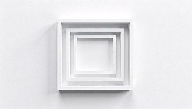 Minimalist white square with nested layers, creating depth and a modern abstract design.