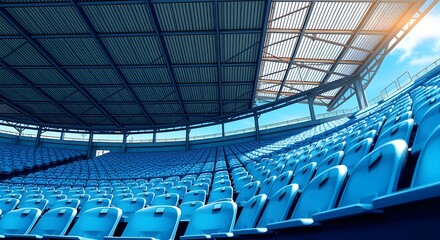 Naklejka premium Empty Stadium Seats Under Covered Roof.