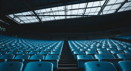 Naklejka premium Empty Stadium Seats Under Covered Roof.