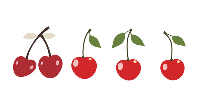 Cherry Silhouette on White Background &ndash; Minimalist Vector Fruit Design