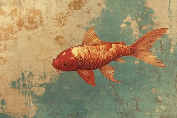 Koi fish on textured background