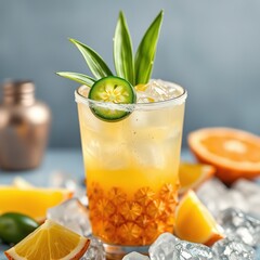 Fototapeta premium Refreshing Pineapple Jalapeno Margarita Summer Drink