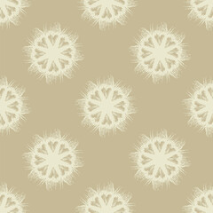 Seamless geometrical monochrome pattern with round abstract mandalas. Hand drawn rough sketches with heart symbols.