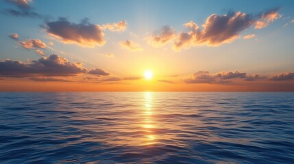 Fototapeta premium Serene sunset over tranquil ocean
