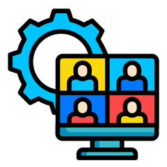 Virtual Business Meetings  Icon Element For Design	