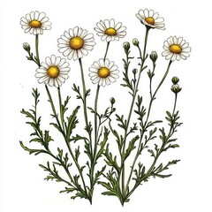 Fototapeta premium Flat Chamomile Illustration on White Background