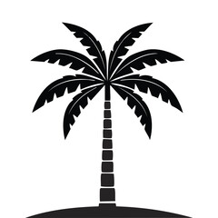 Silhouette of a palm tree on a small island