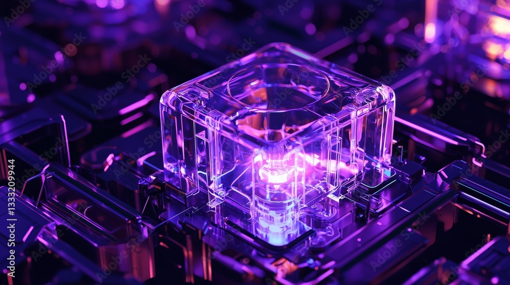Poster massive ai quantum processor on an abstract circuit background