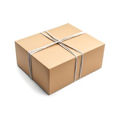 Fototapeta premium Brown gift box with bow isolated on white background.