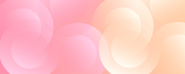 Minimalist banner background, pastel colorful, pink and yellow gradations. Circle effect style geometric, abstract background.