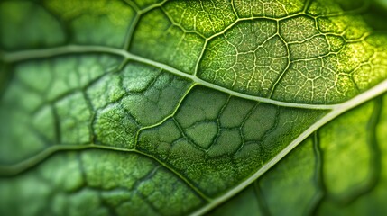 Obraz premium Intricate veins of a green leaf, showcasing nature's delicate design and organic beauty.
