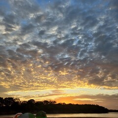 sunset over the river