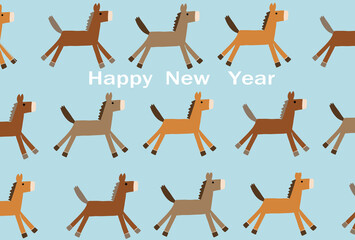 走る馬のパターン年賀状 