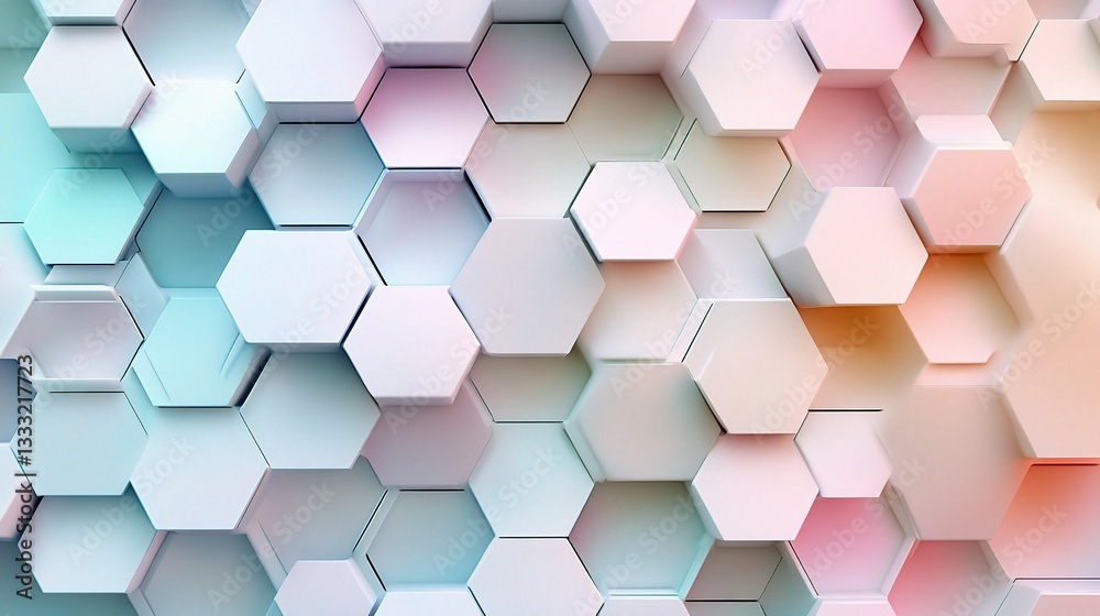 Poster Abstract Geometric Background with Overlapping Hexagonal Shapes