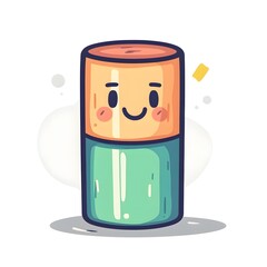 Obraz premium Happy Cartoon Battery Illustration Energy Power Source Cute Design