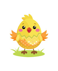 Adorable Cartoon Chick Illustration – Cute Yellow Baby Chicken Clipart