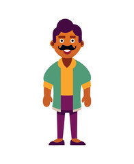 Colorful Flat Design Character Illustration with Mustache