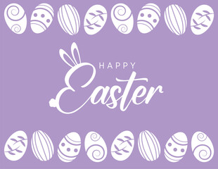 Light Purple Happy Easter Graphic with Logo and abstract decorated Easter eggs