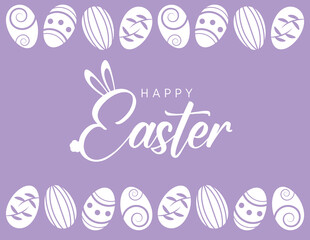 Light Purple Happy Easter Graphic with Logo and abstract decorated Easter eggs