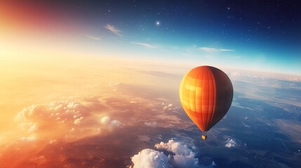 Obraz premium High-altitude weather balloon explores Venus, showcasing futuristic planetary probe technology and space exploration advancements.