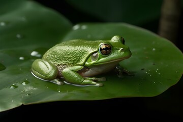 Naklejka premium frog on a leaf
