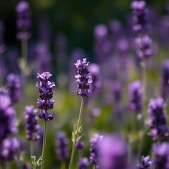 Obraz premium lavender field with soft focus and vibrant purple flowers in natural sunlight