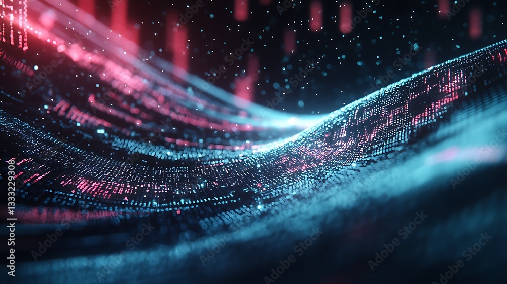 Wall mural abstract digital data motion with cloud icon and futuristic code flow