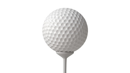 3D render of a golf ball on tee. Close-up golf ball on tee isolated on transparent background. PNG file.