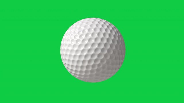 3D render of a golf ball on green screen. 3D animation of a golf ball isolated on a green background. 