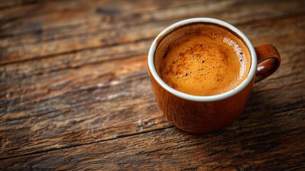 Espresso on rustic wooden table