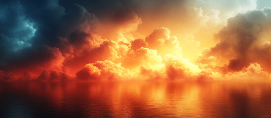 Fototapeta premium Dramatic sunset over a turbulent sea.